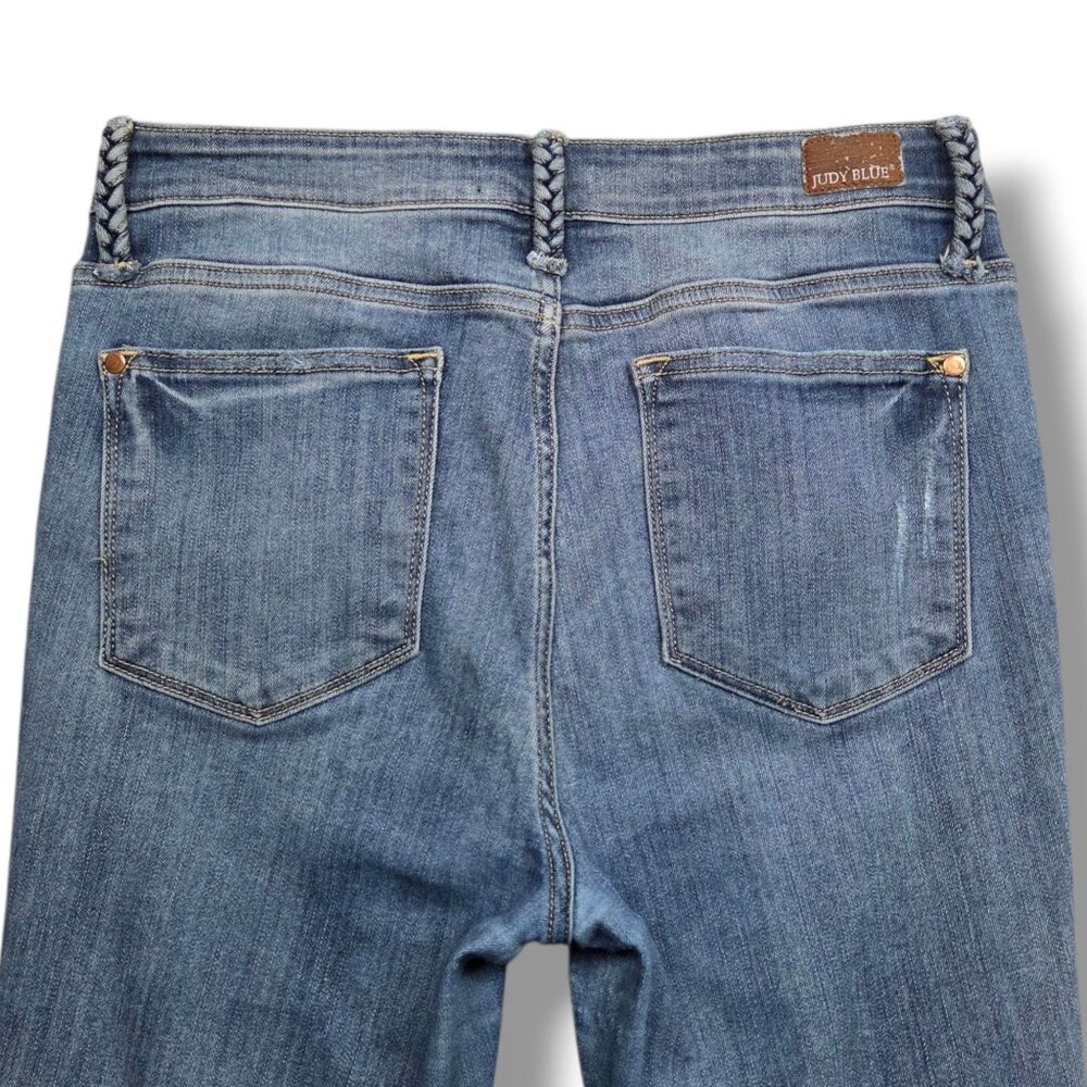 Judy Blue‎ Shauna Bootcut Jeans Womens 30 Mid Rise Braided Belt Loop - Picture 7 of 12